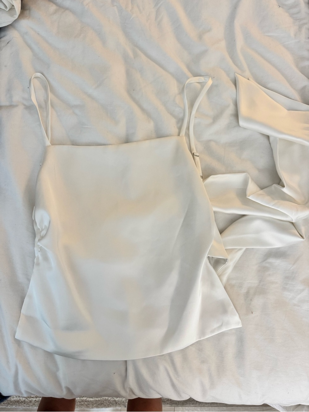 Zara White Satin Tie Back Top